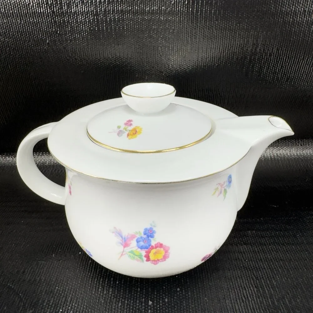 DRASCHE BUDAPEST Fine Porcelain Teapot Carafe Tea Pot Multicolored‎ Floral VTG
